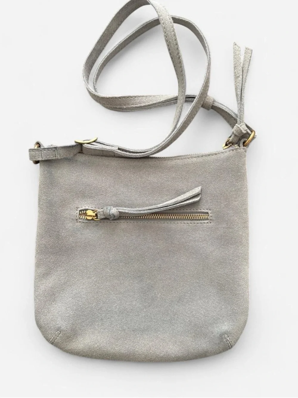 margot grey Leather Suede Crossbody Bag - Picture 3 of 6